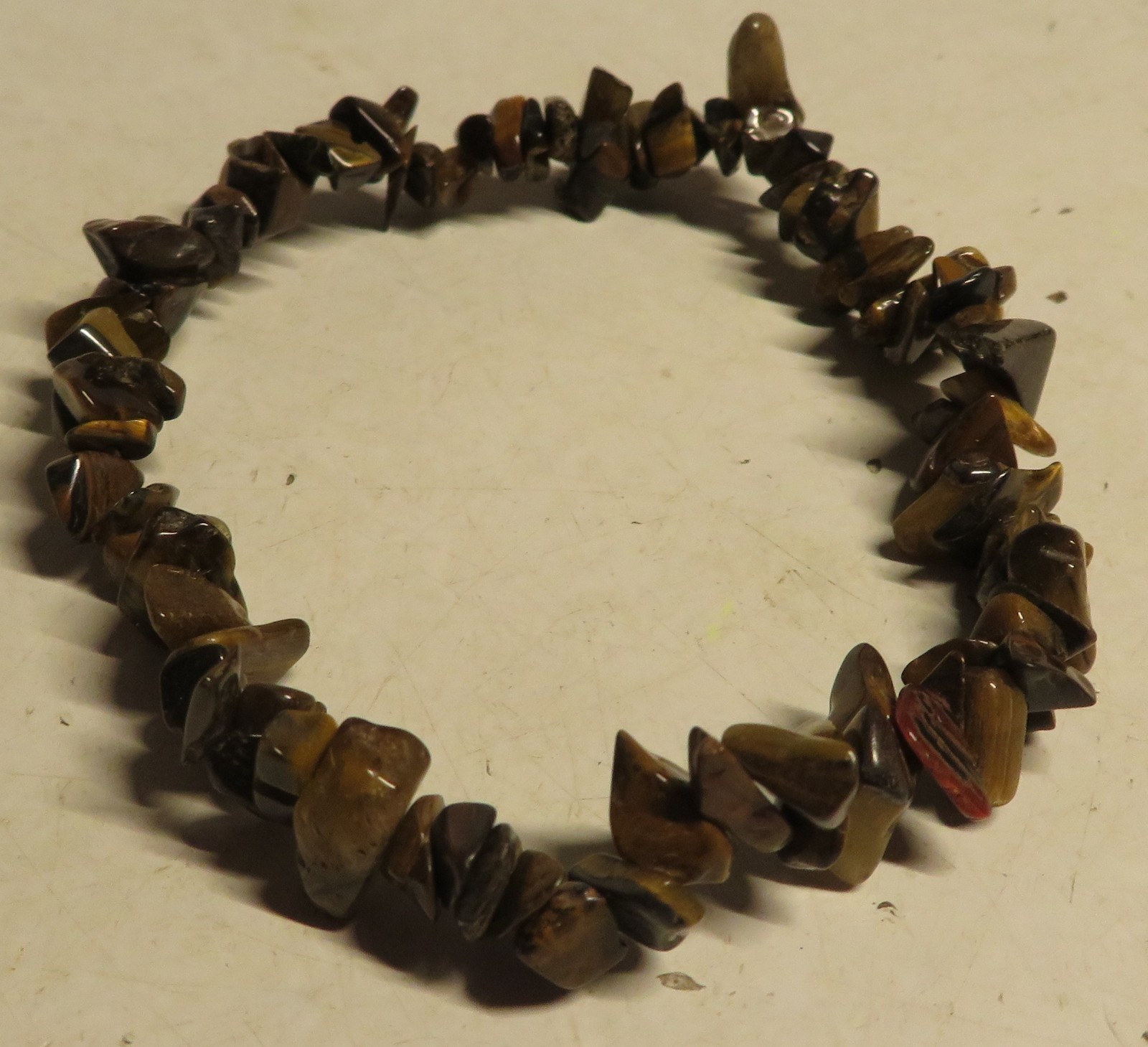 Vintage NATURAL TIGER EYE STONE GEMSTONE STRETCHY CHIP BRACELET Fashion Jewelry