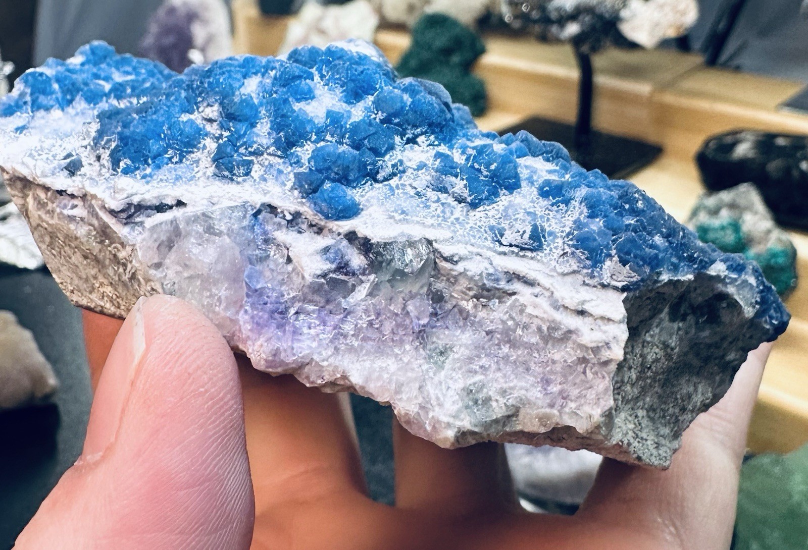 Large Blueberry Fluorite Crystal Cluster Specimen 6″ Natural Blue Purple Mineral