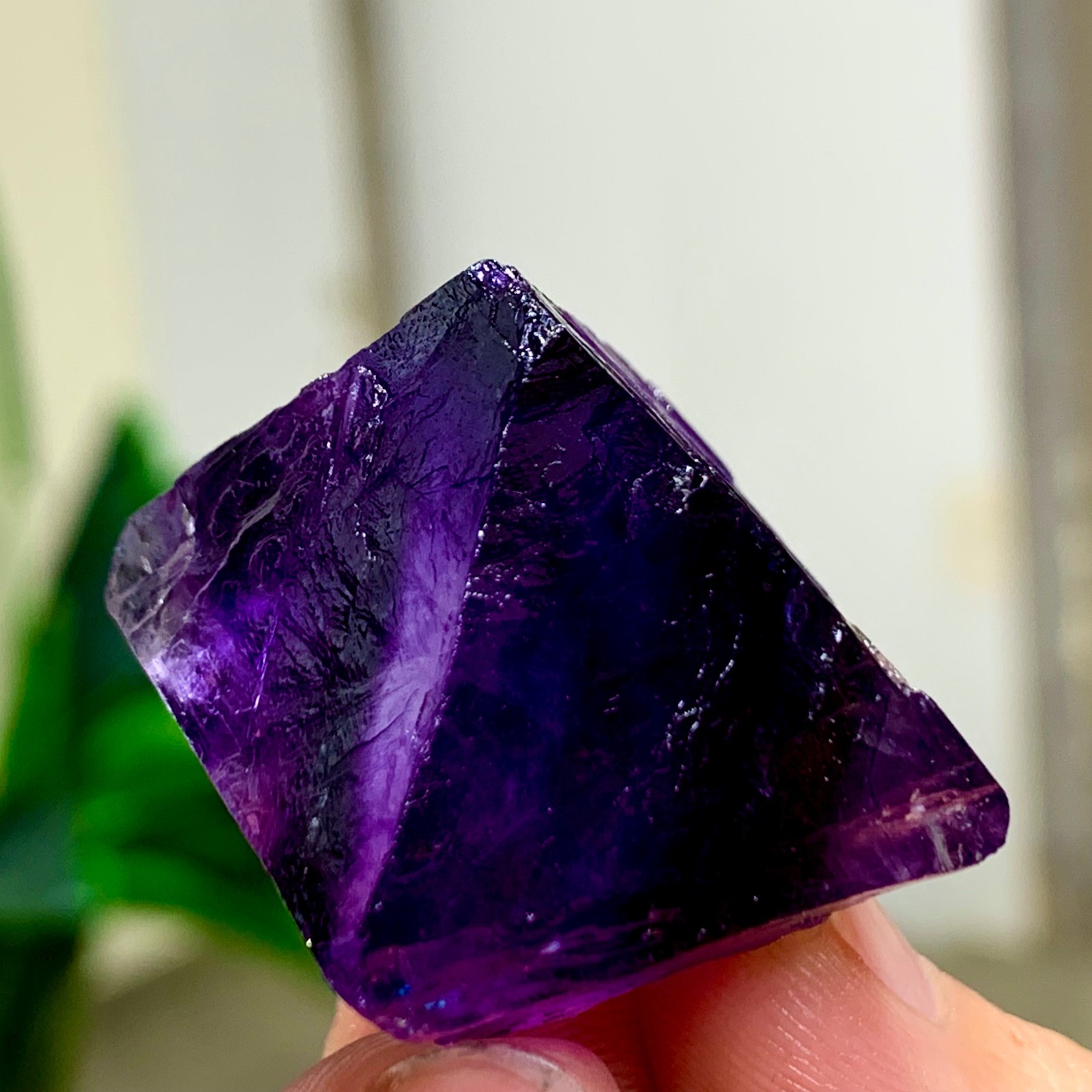 36G Natural purple fluorite octahedron quartz crystal healing