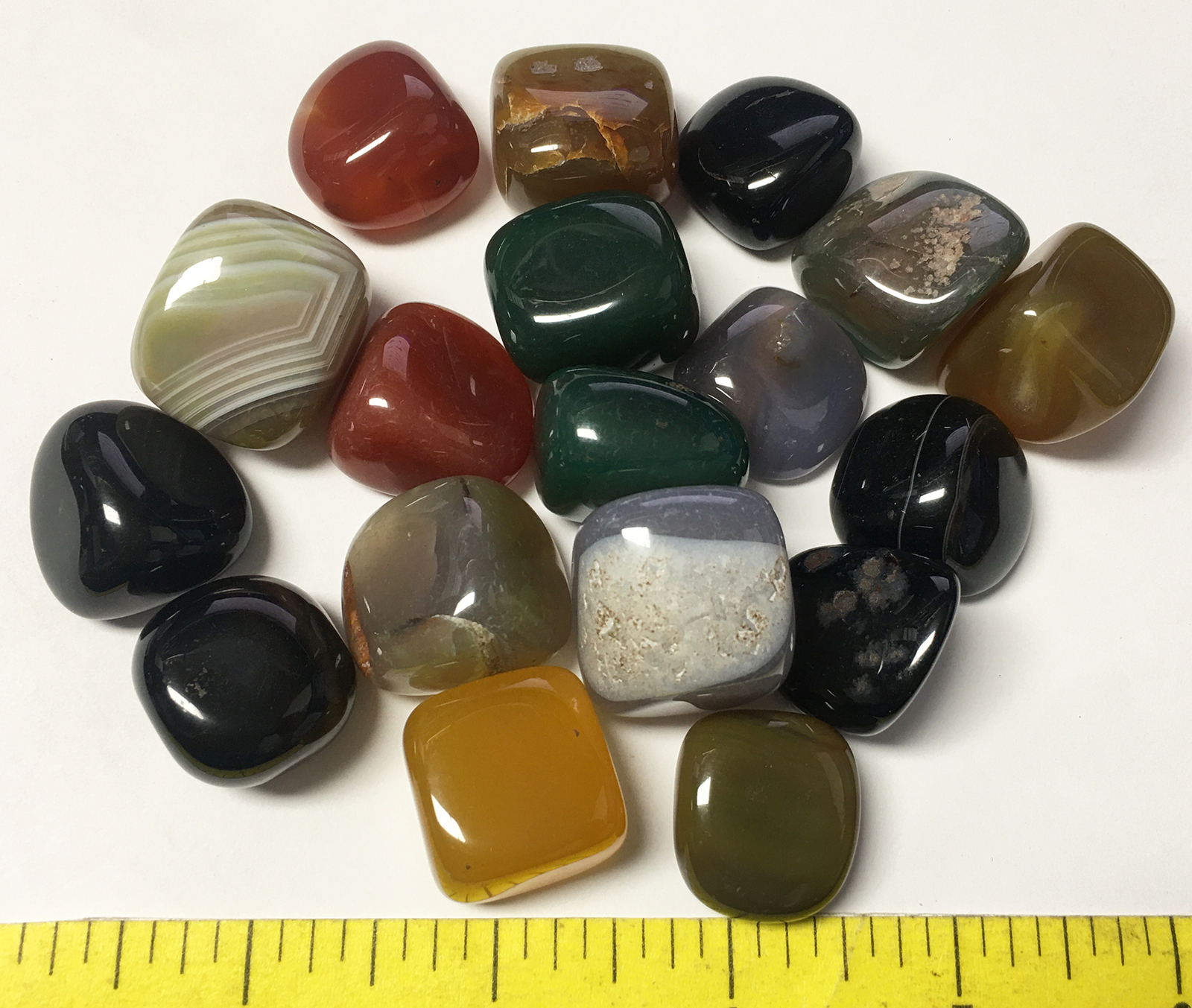 AGATE Mixed natural and dyed polished stones size 3/4″ to 1″ 1/2 lb