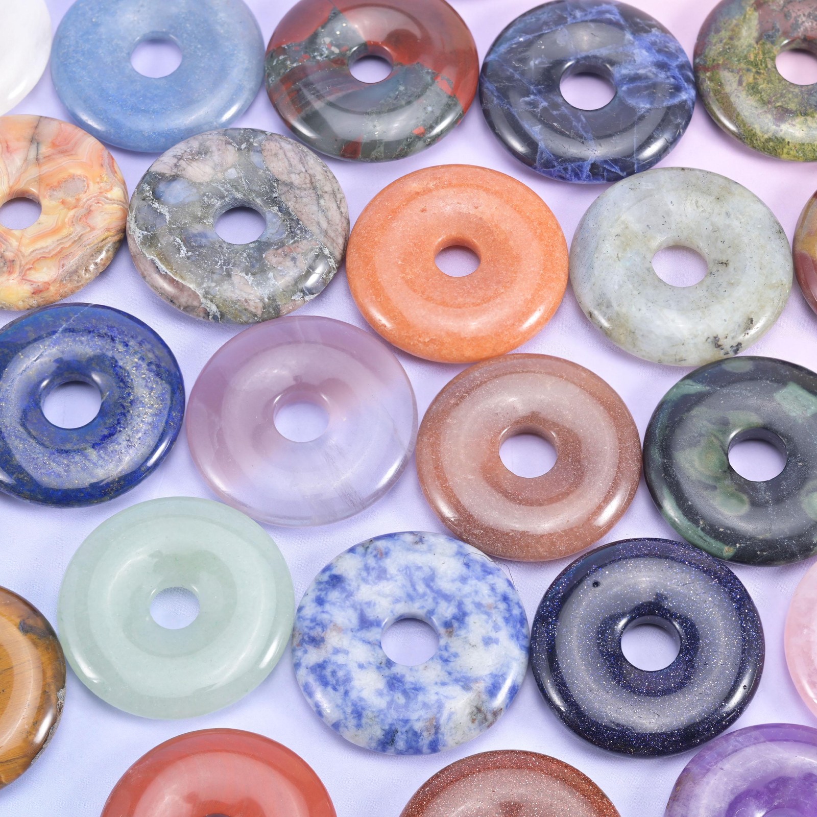 30mm Polished Crystal Donuts DIY Pendant Jewelry Pocket Stone
