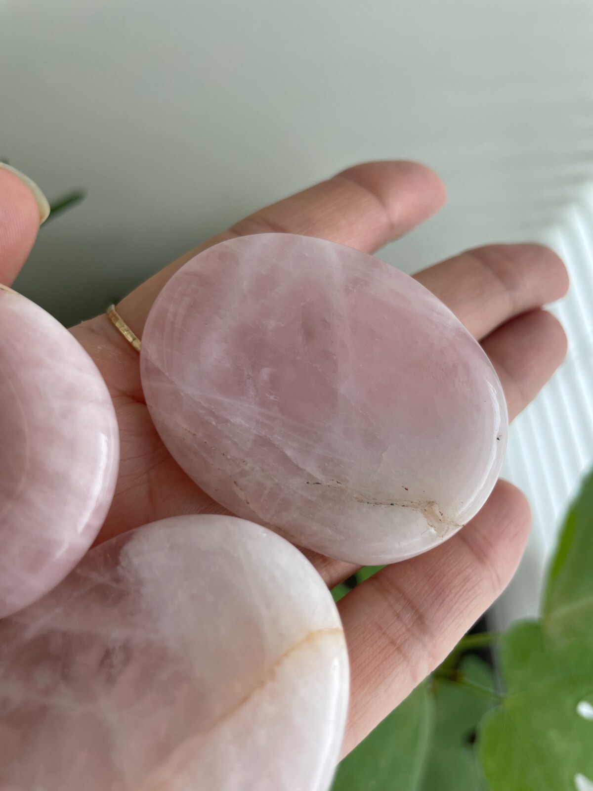 ONE Rose Quartz Palm Worry Stone (Intuitive Pick) – Approx. 2″ long