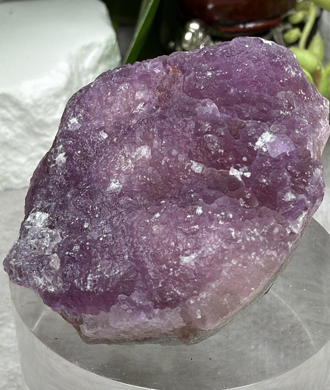 Crystal 76g Pink Purple Bubble Fluorite UV Reactive Cluster Specimen Mineral Raw