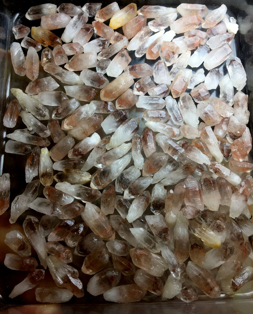 50g 70PCS+ Phantom ‘Red Ghost’ Lemuria QUARTZ Lemuria Crystal Point &Pyramid