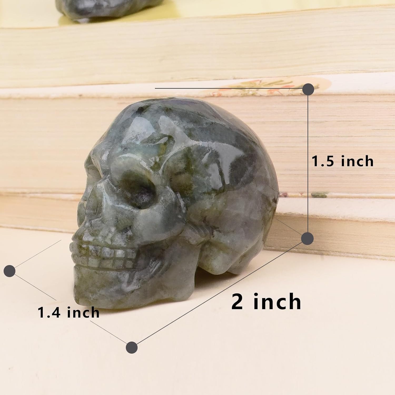 2 Inch Labradorite Crystal Skulls Decor,Human Skull Sculpture Statues Healing Cr