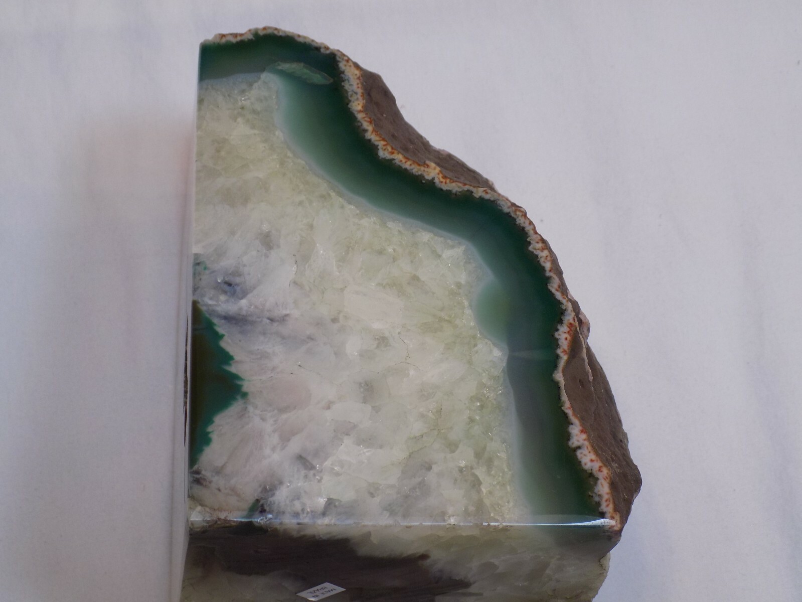 Geode Rock Natural Bookend Agate Green Blue Clear Quartz Single Heavy Home Decor