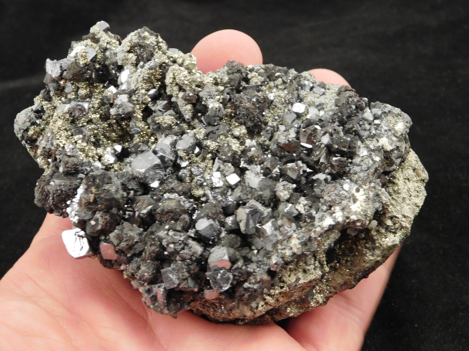 Big! Galena Crystal CUBE Cluster with Druzy PYRITE and Sphalerite Peru 538gr