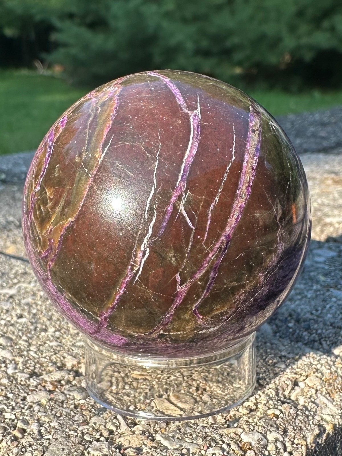 136g natural purple atlantisite stichtite sphere polished crystal ball