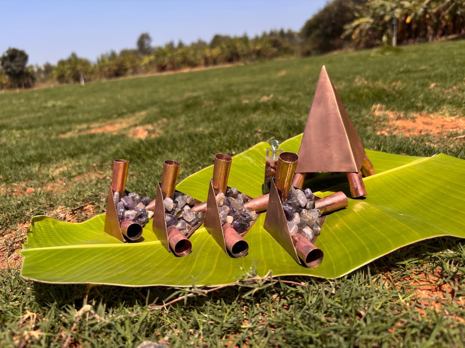 Nubian Copper Plated Healing Crystal Pyramid connector kit only