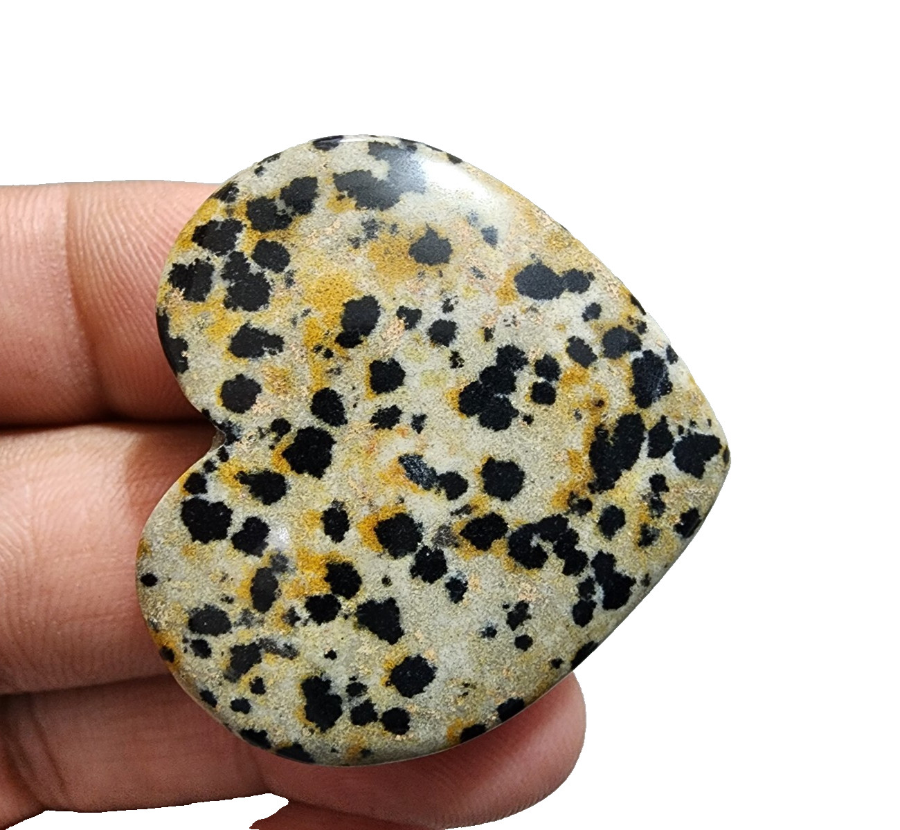 87 Crt Excellent Dalmatian Jasper Heart Shape Ethical Gemstone Cabochon Jewelry