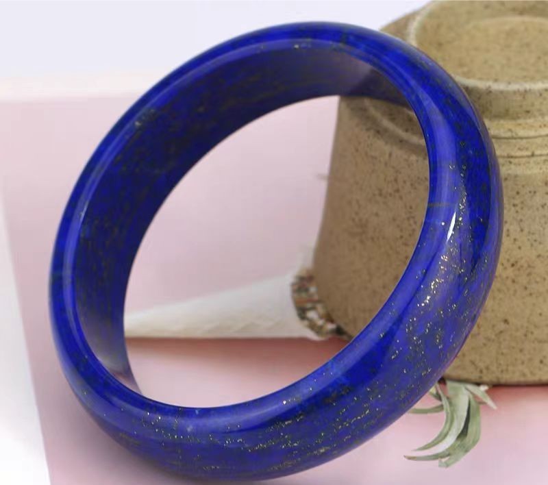 Natural Blue Lapis Lazuli Gemstone Crystal Fashion Bangle Inner Diameter 61mm