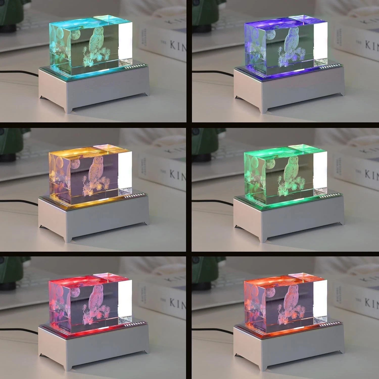 LED Multicolor Crystal Light Base – Elegant Pedestal for 3D Glass Art Display