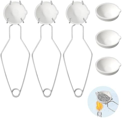 9 Pcs Crucibles for Melting Metal Kit, 6 Ceramic Quartz Crucibles, 3 Pcs Whipcli