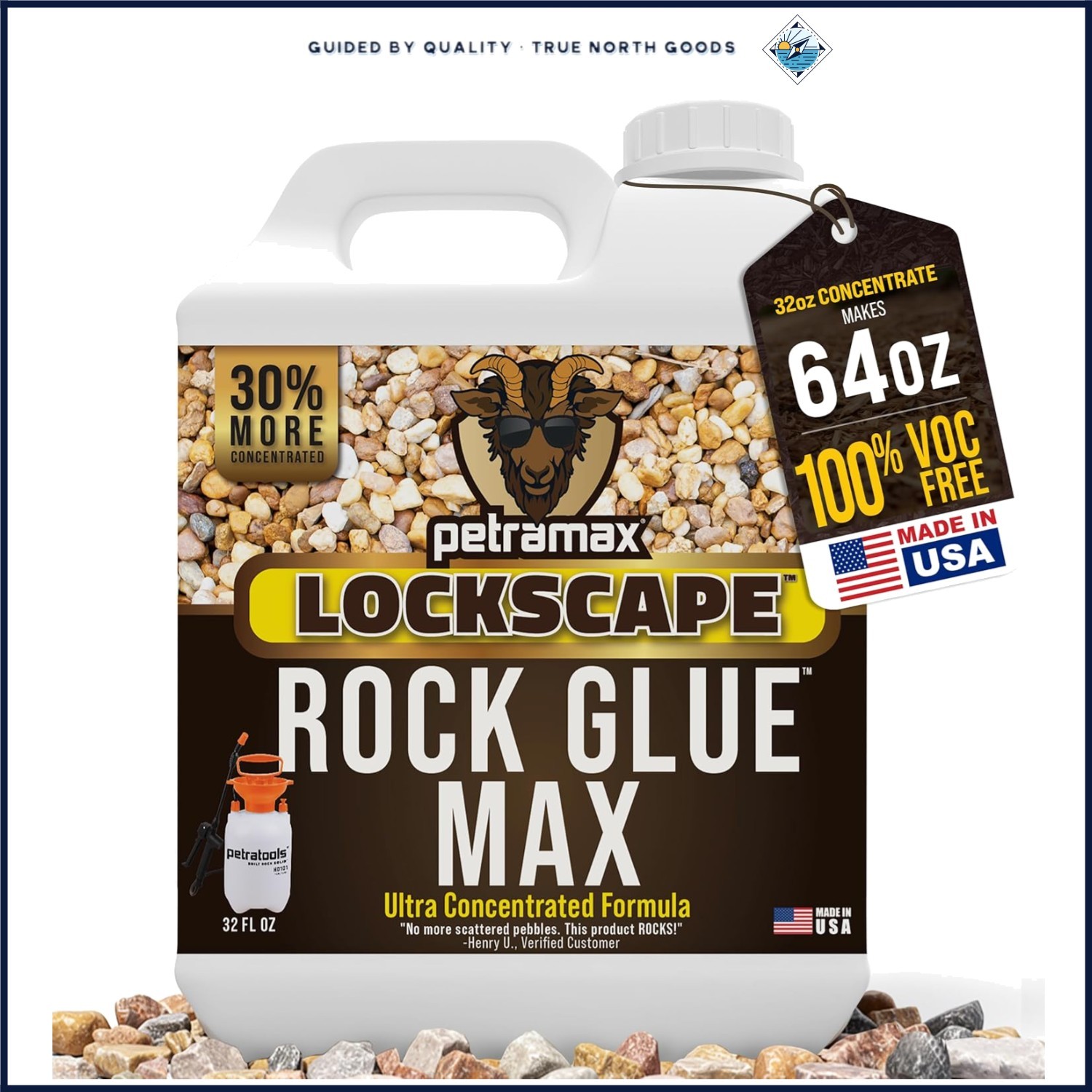 Fast Drying Rock Glue for Landscaping, Water Resistant Gravel Stabilizer 32 Oz