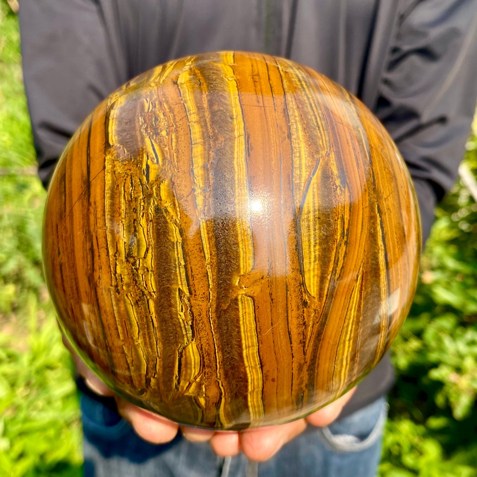 5.79LB Large Natural Tiger Eye Stone Crystal Ball Quartz Healing Sphere Décor