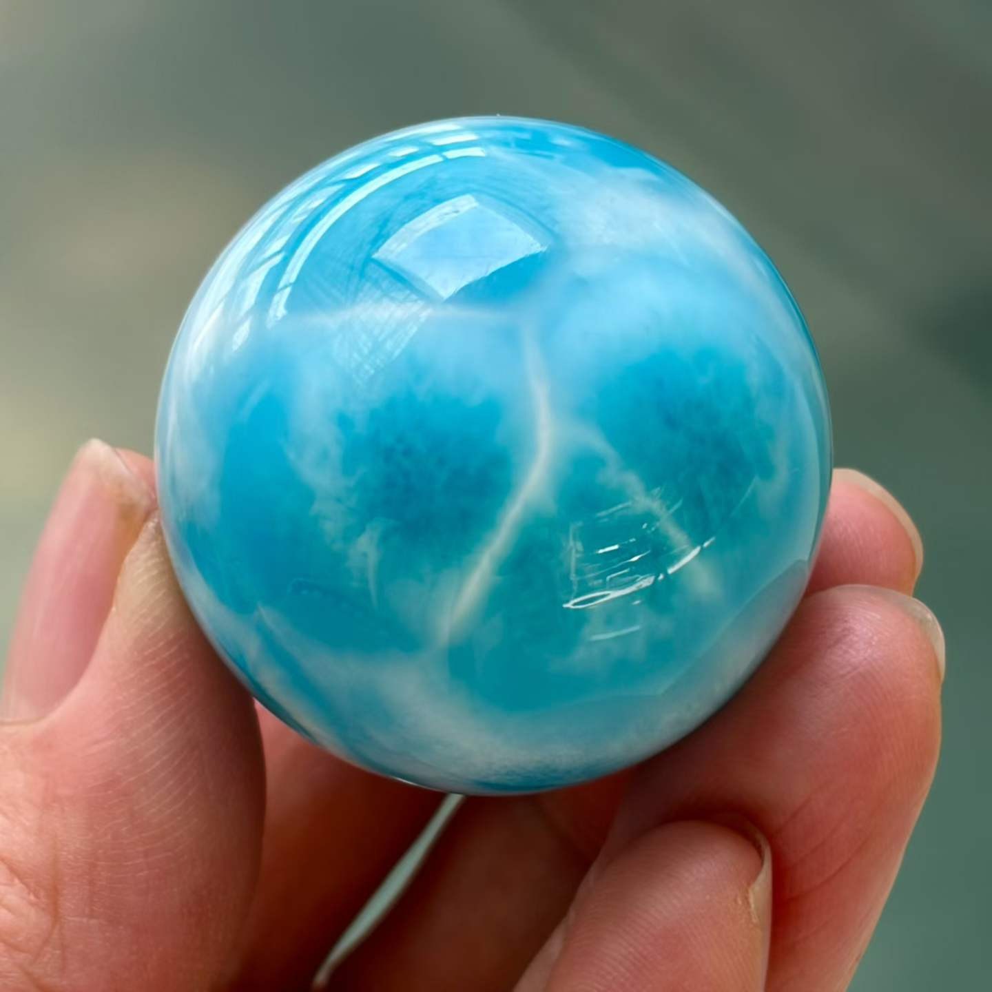 36mm Natural Larimar Gemstone sphere quartz polished ball Reiki energy