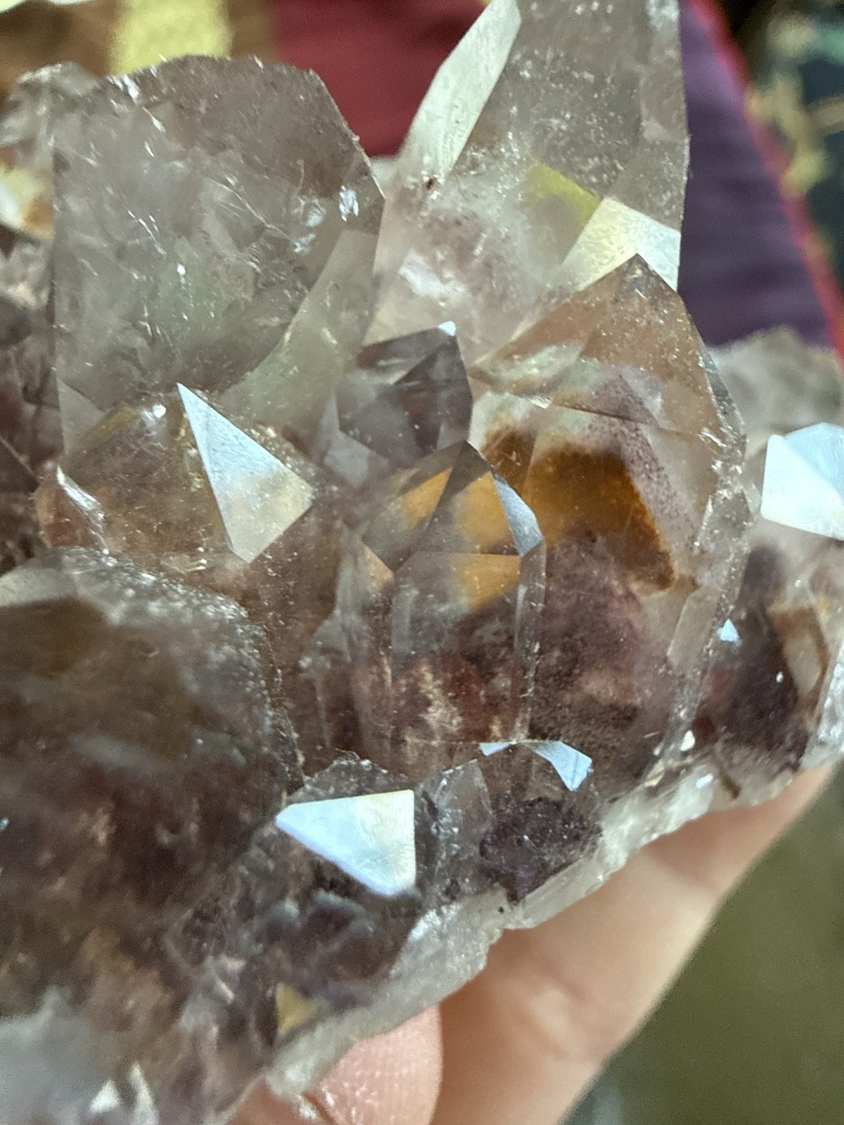 Red Hematite Phantom Quartz Crystal Cluster – Sunset Phantom Quartz