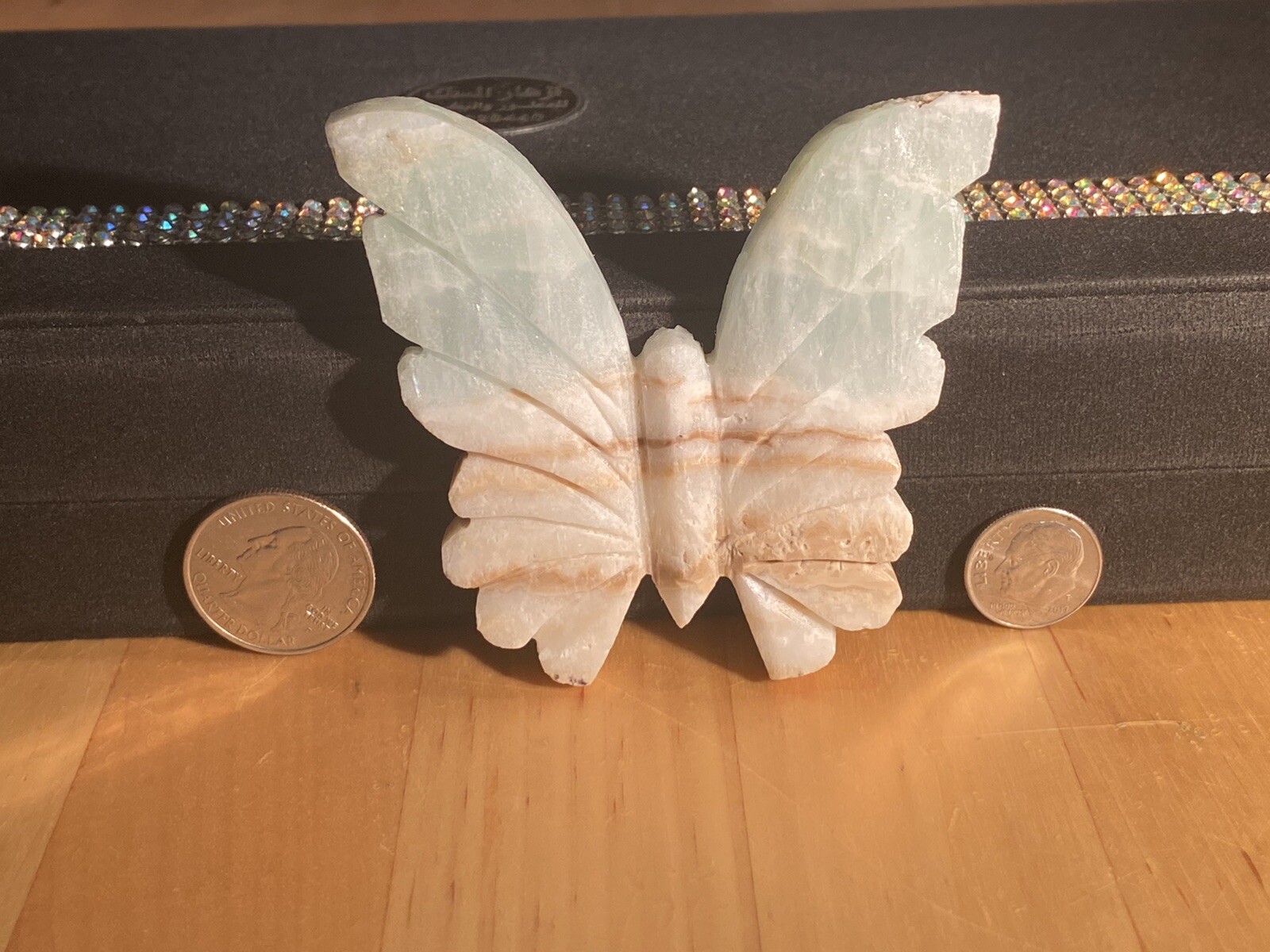 Caribbean Blue Calcite Hand Carved Butterfly, 76 Grams, Throat/Third Eye Chakra