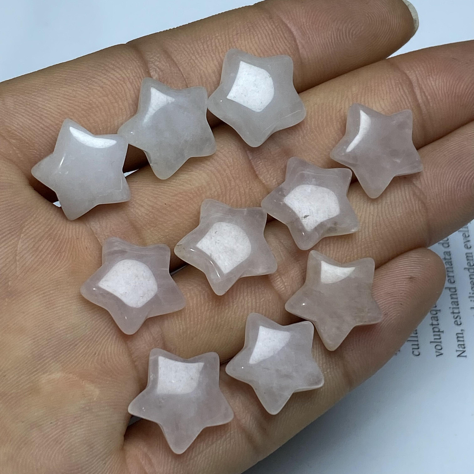 10pc Wholesale Natural Rose quartz carved mini star quartz crystal reiki healing