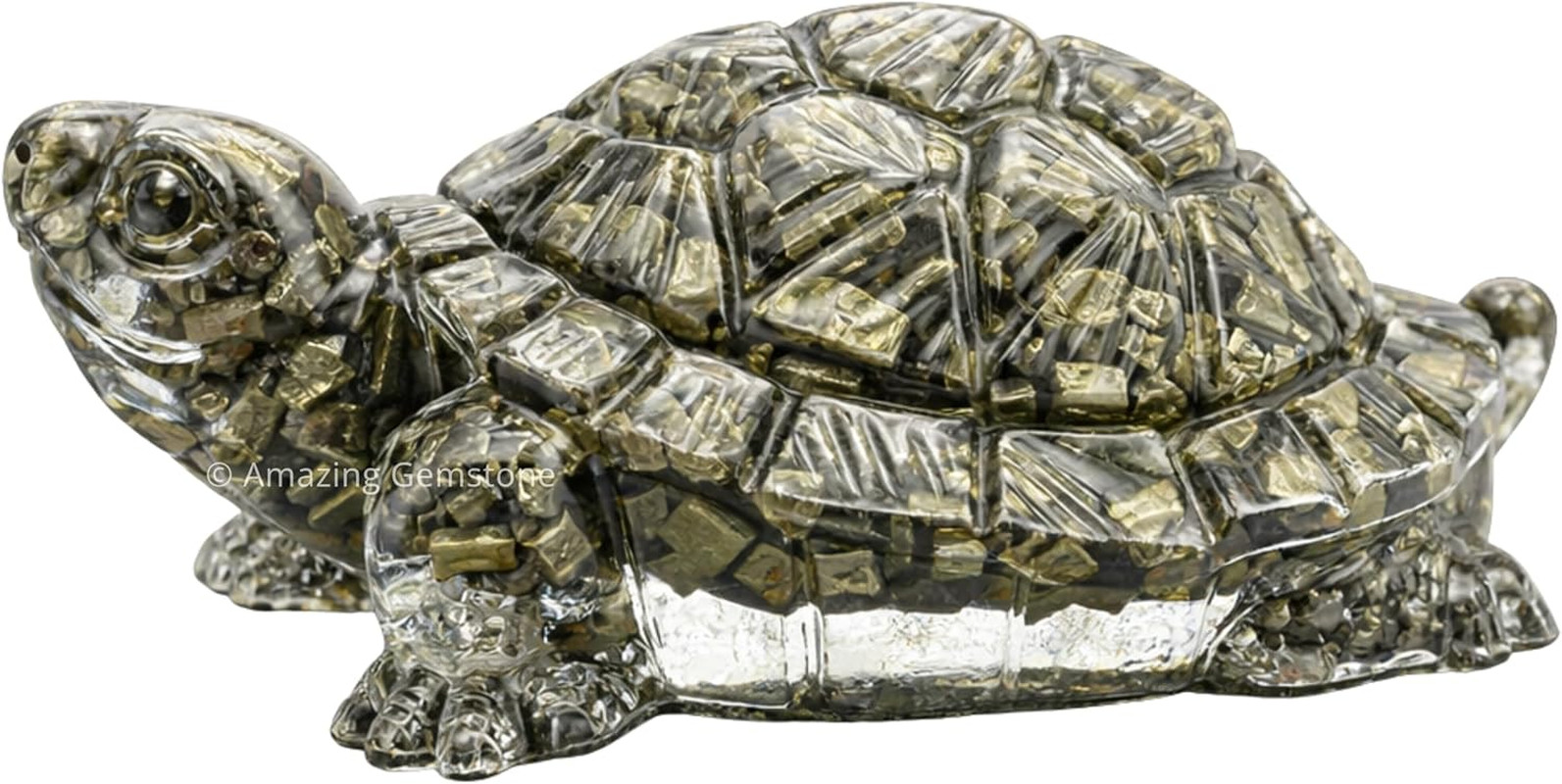 Amazing Gemstone Natural Pyrite Tortoise Turtle Figurine | Feng Shui Wealth & Go