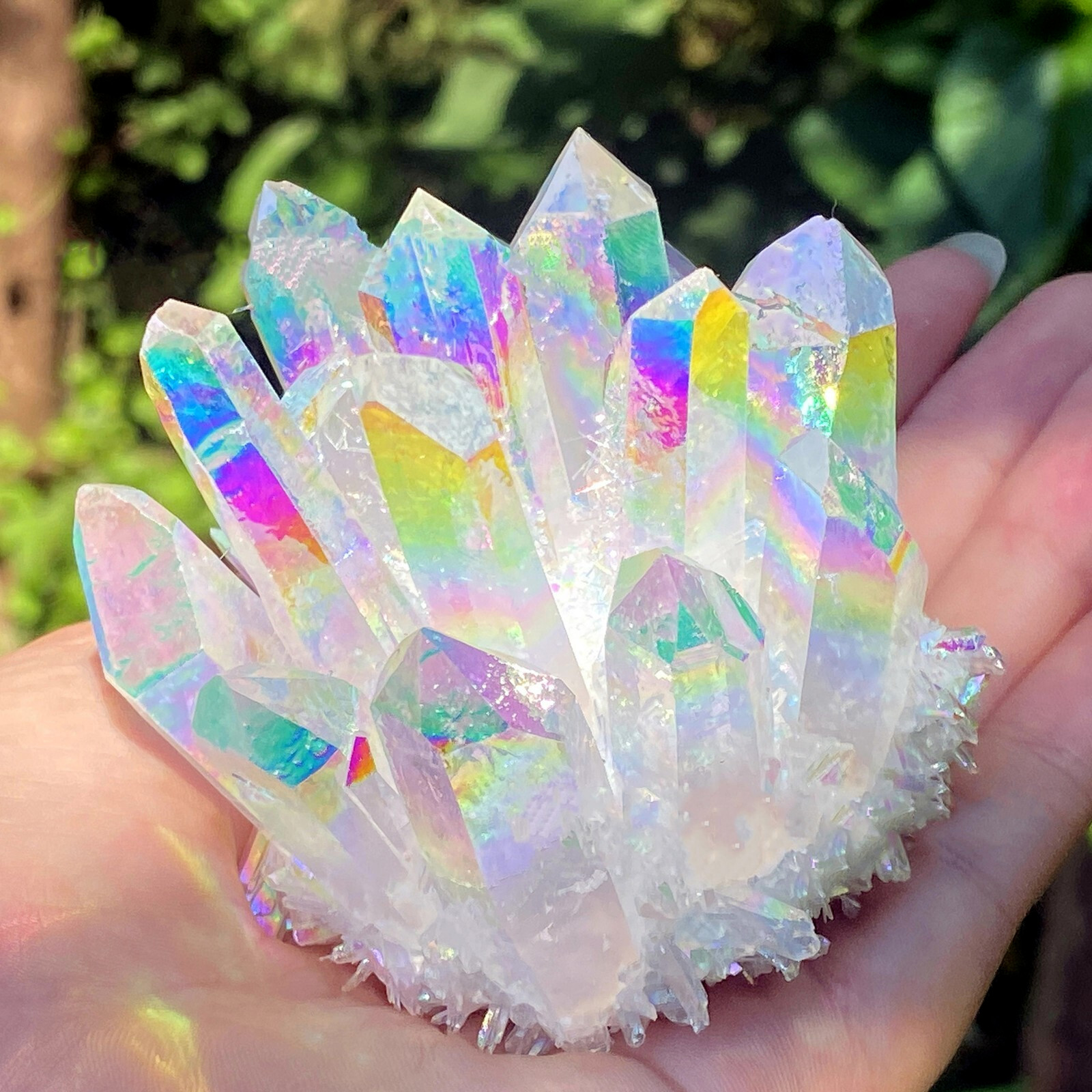 Glowing Large Angel Aura Clear Quartz Cluster Healing Crystal Mineral 251-300G