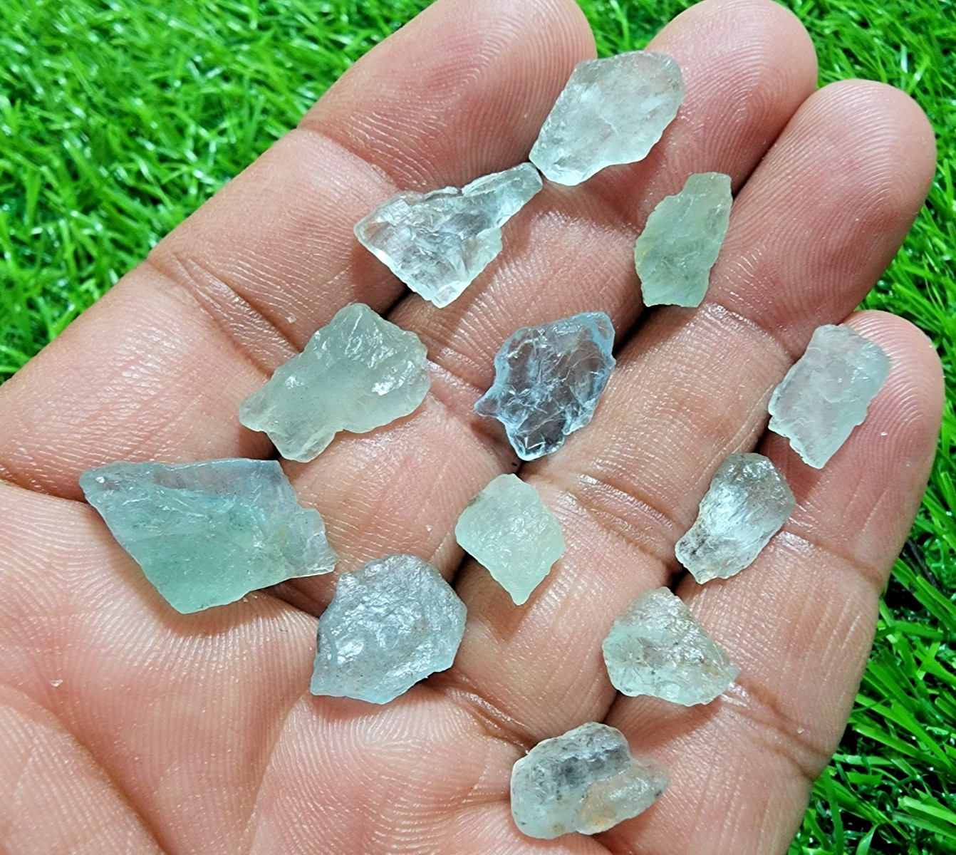 12Pcs AAA+ Blue Aquamarine Gemstone Rough Lot 10-14mm Aquamarine Raw Stone Bulk