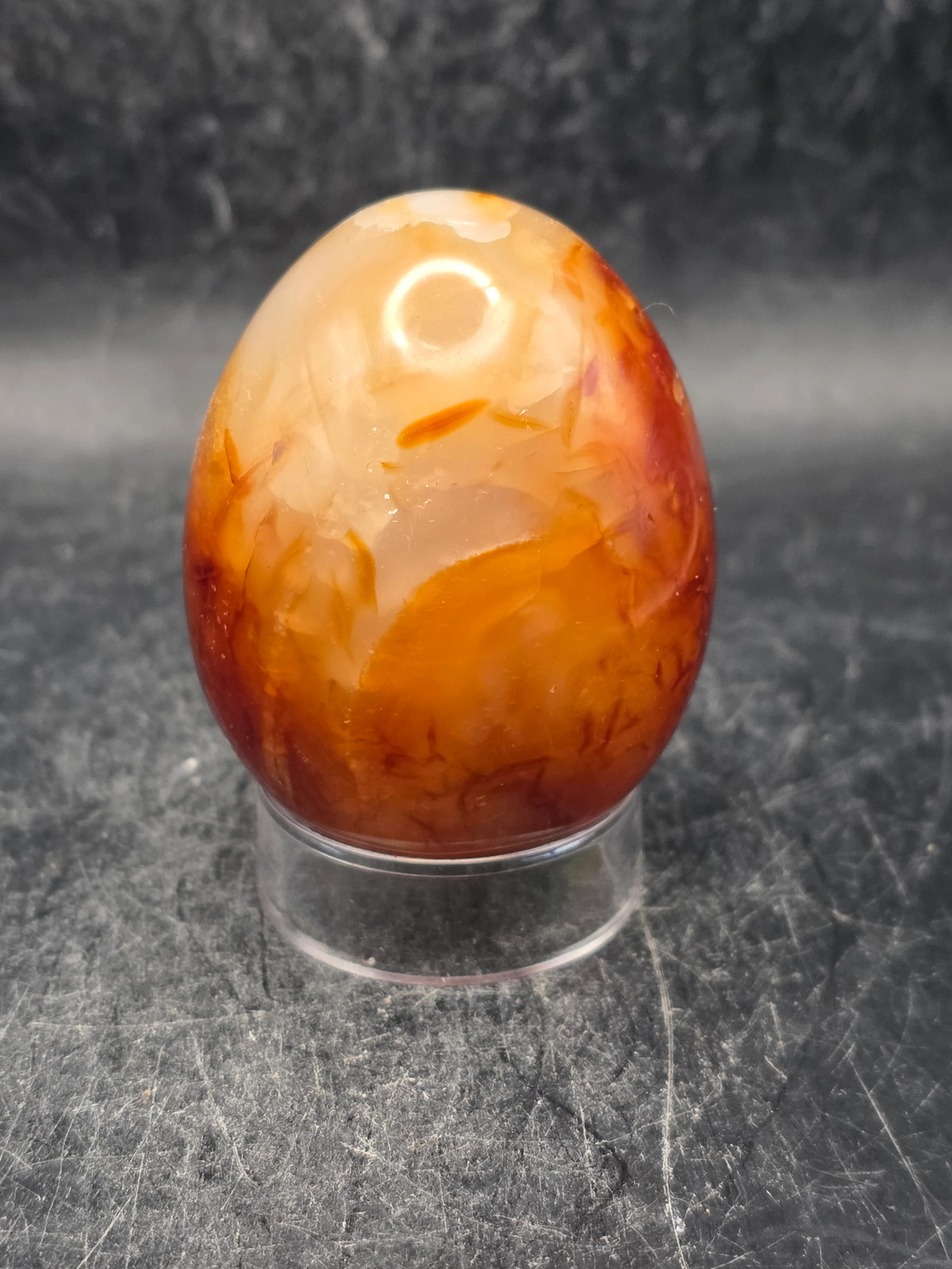 Druzy Carnelian agate egg! 4.5 ounces, 2 inches tall, 1.6″ wide