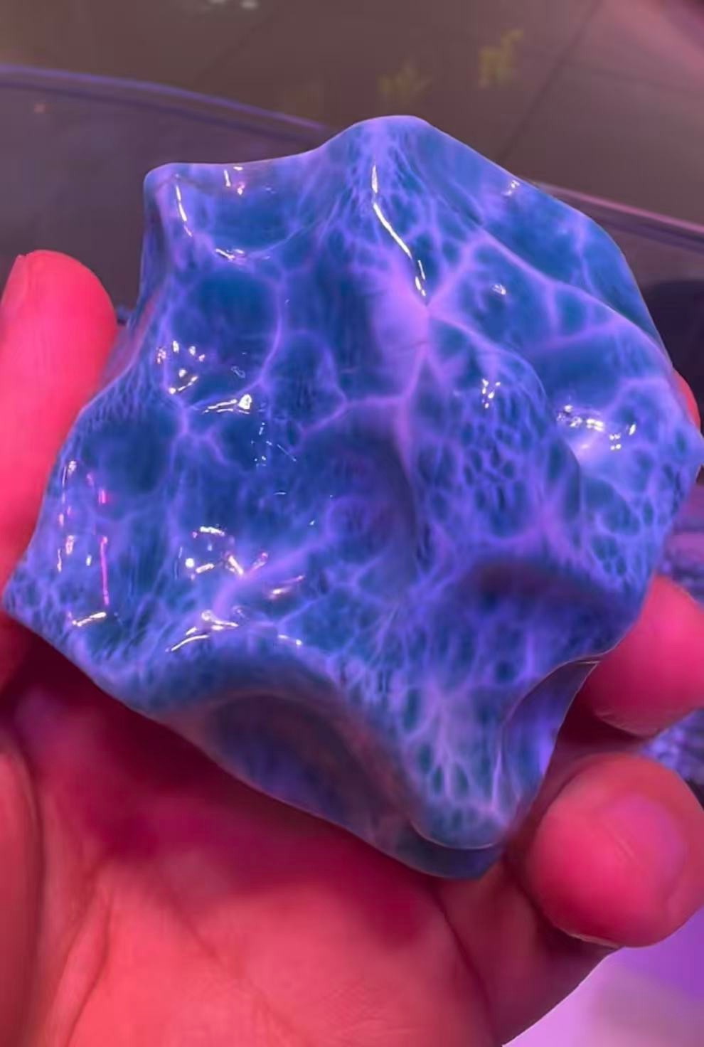 290g Natural Larimar Gem freeform Quartz Sphere Crystal Energy Reiki Decor