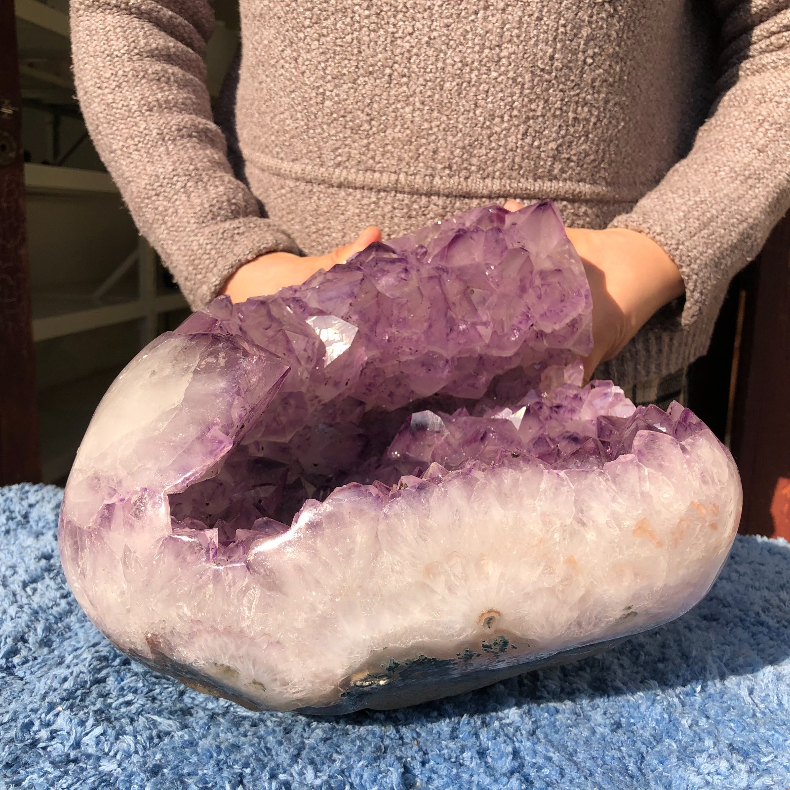 26.9LB Natural Amethyst geode quartz cluster crystal Mineral specimen Healing