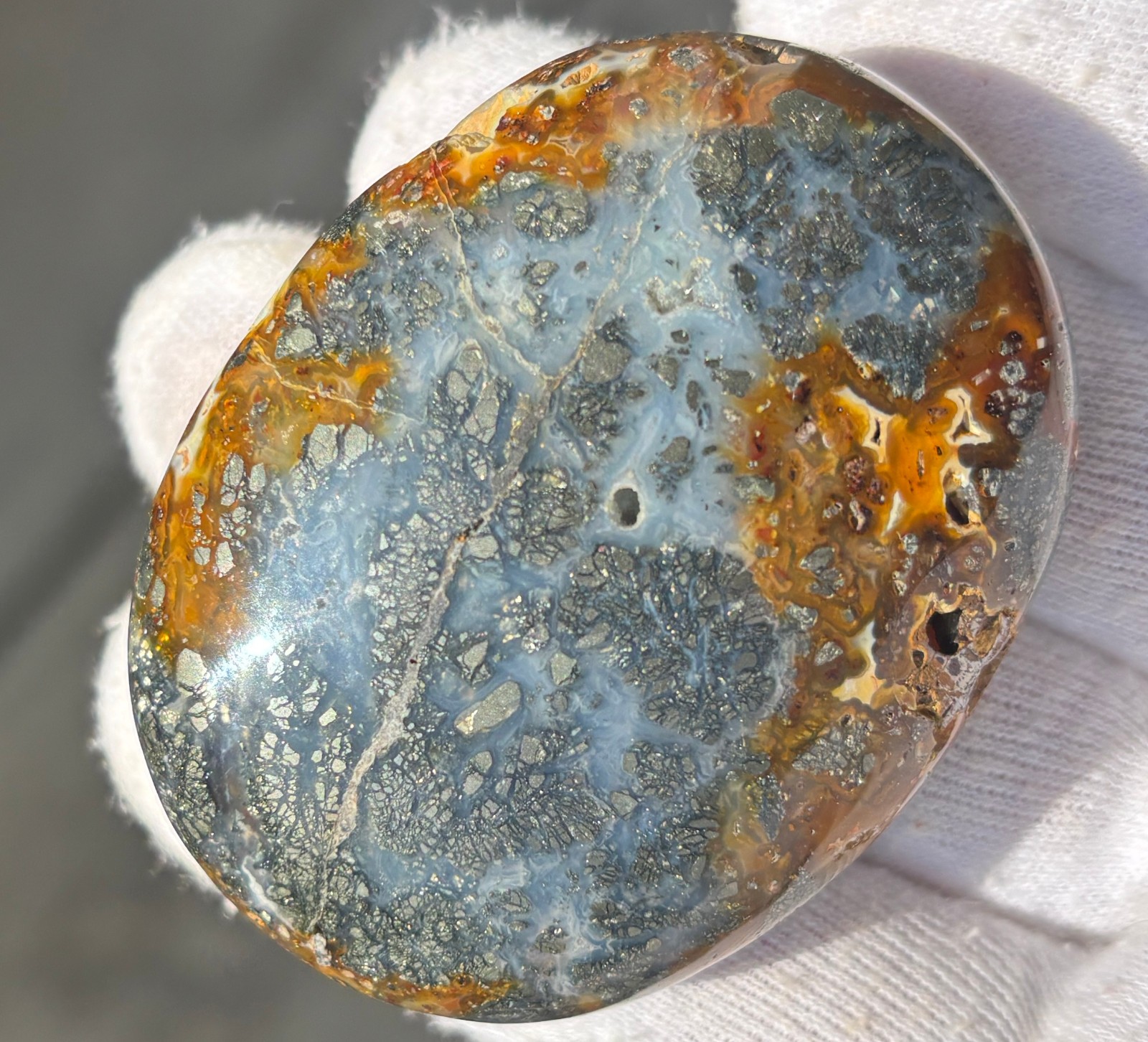 LOT MULTI-COLORED MARCASITE/MIZONE OPAL/SHEEN OBSIDIAN PALMSTONES PALM STONE