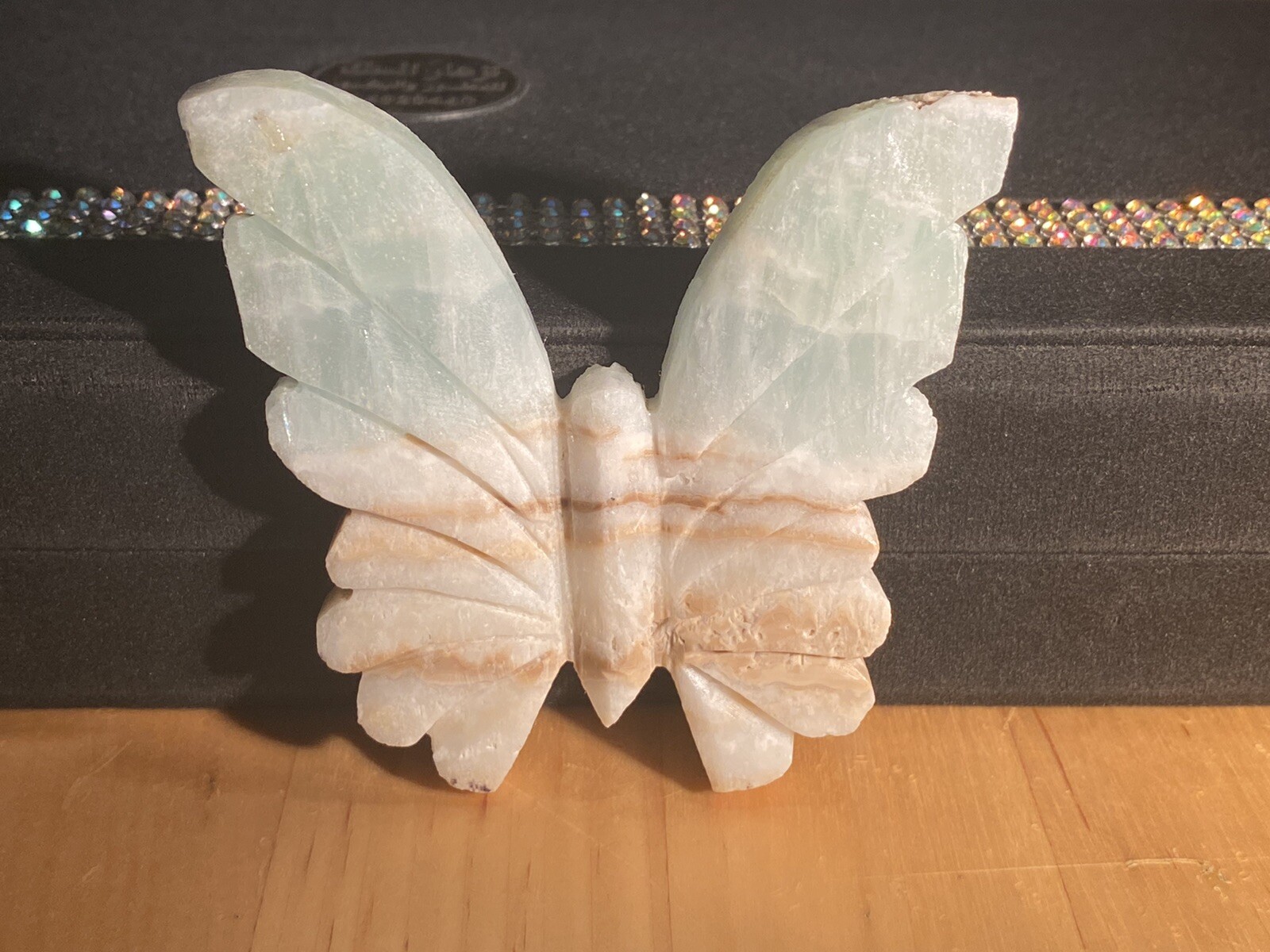 Caribbean Blue Calcite Hand Carved Butterfly, 76 Grams, Throat/Third Eye Chakra