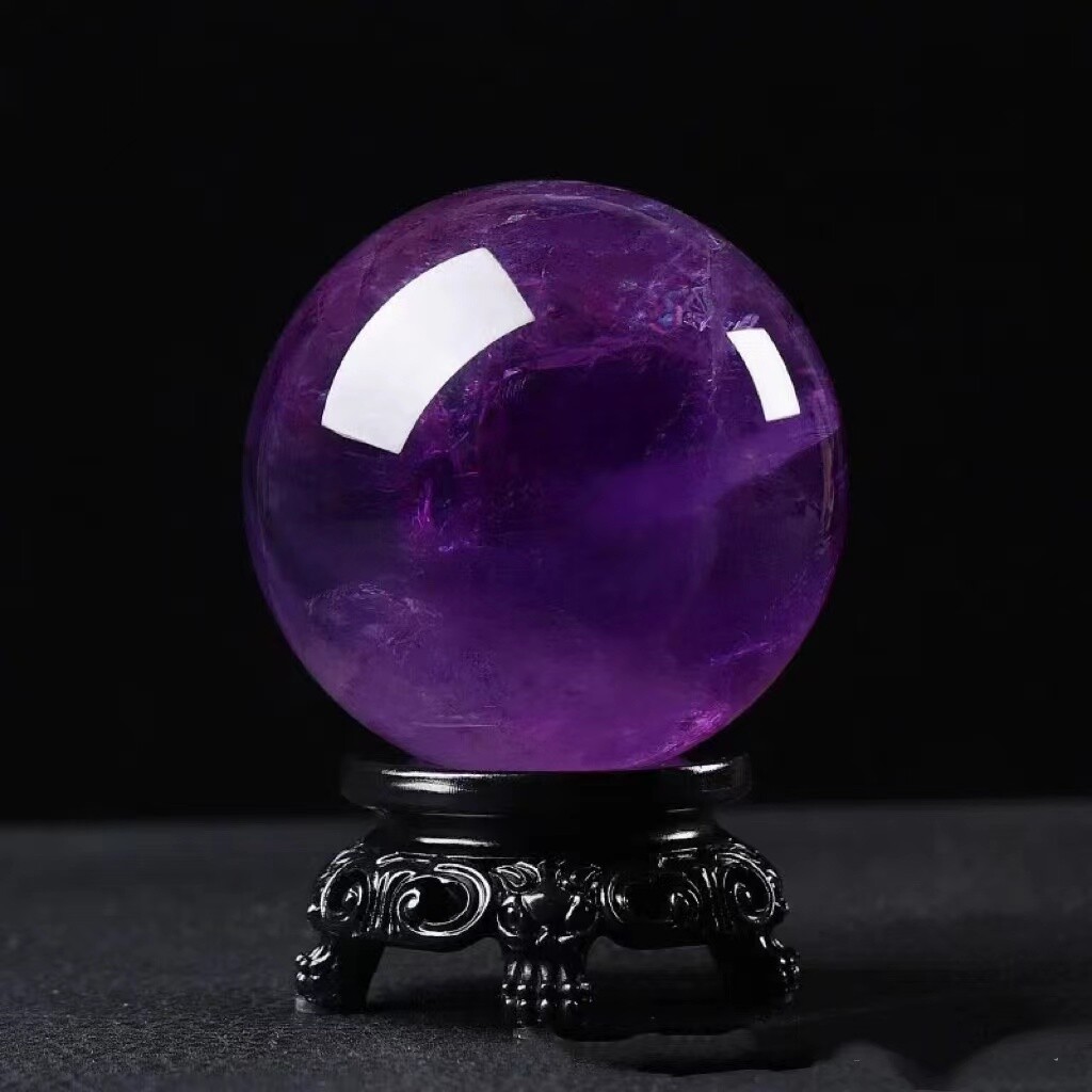 Natural High Quality Amethyst Crystal Quartz Magic Ball Sphere Healing + Stand