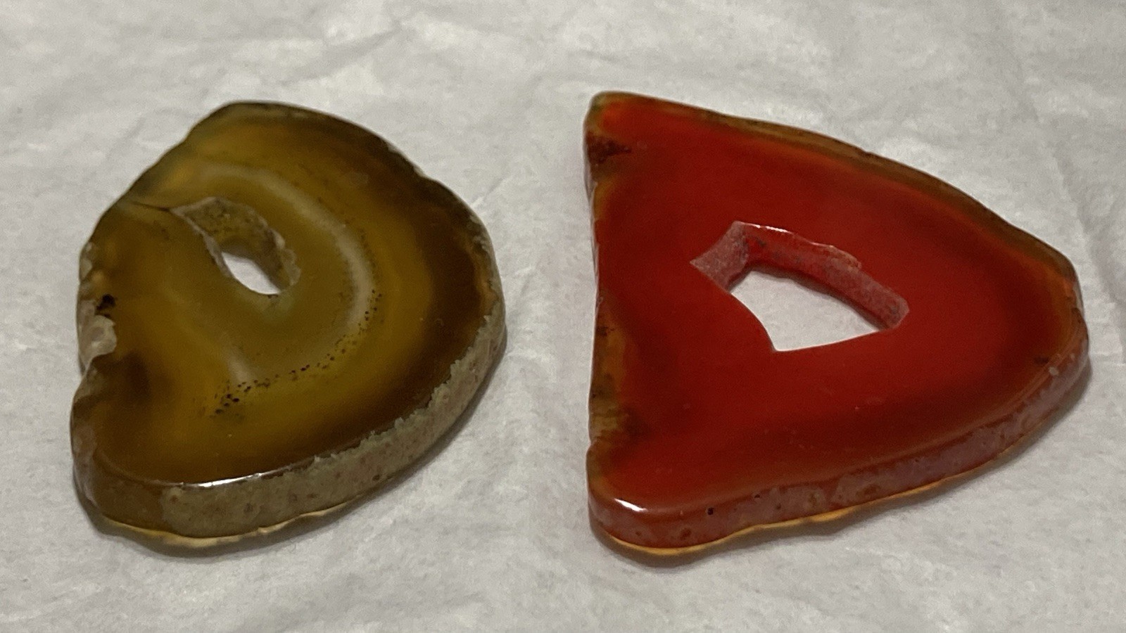 Set Of 2 Cut Red Yelw Agate Crystal Geode Druzy Slice Solar Quartz Stone 27G 26G