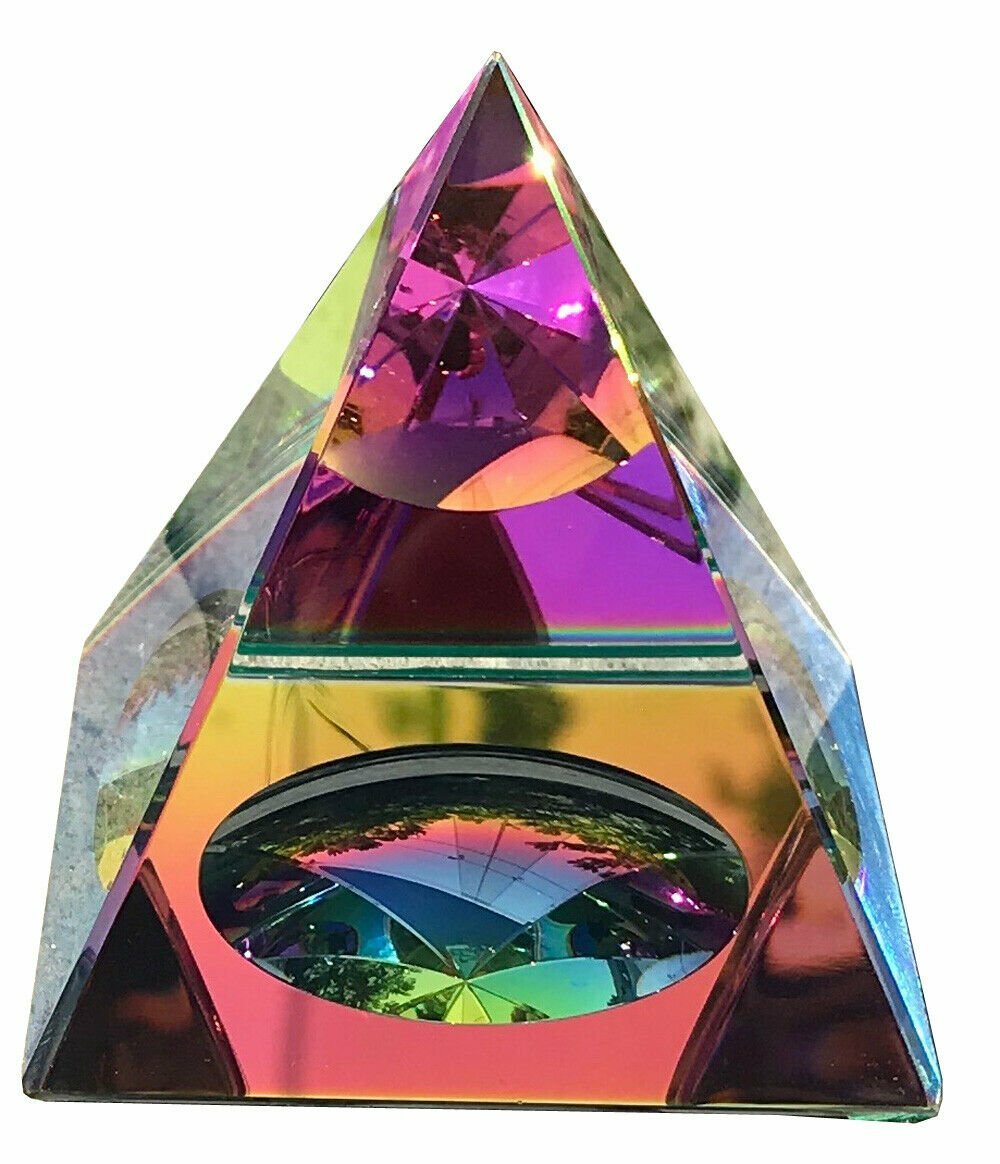 Crystal Iridescent Pyramid – Rainbow Colors 2.3″ with Gift Box