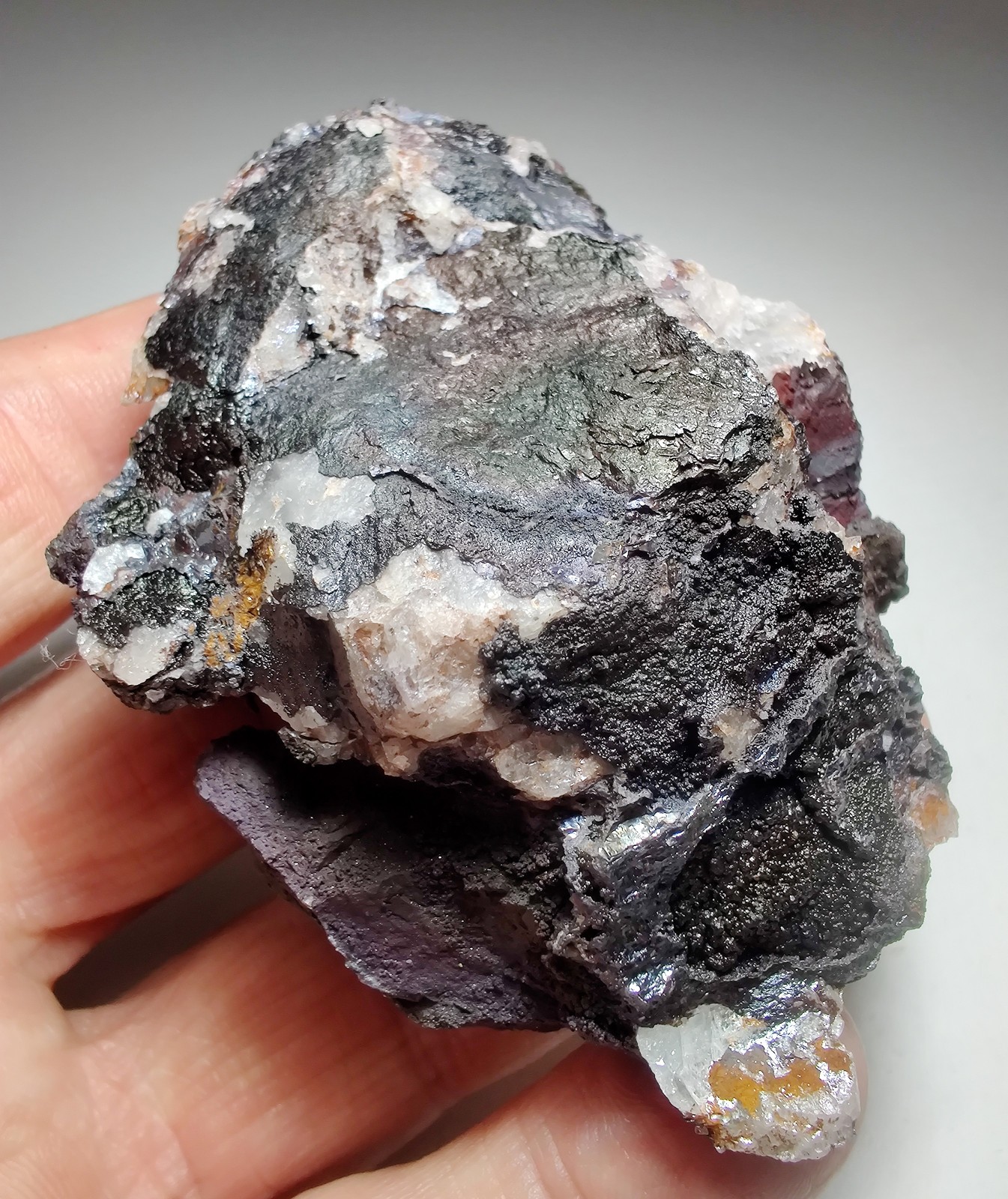 Skittles Hematite on Quartz, very nice. Graves Mountain, Georgia. 145 grams.