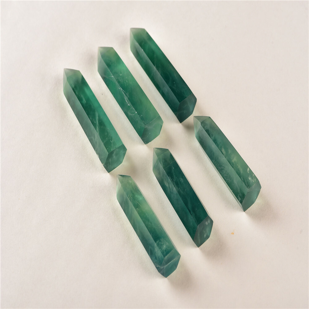 Natural Green Fluorite Quartz Crystal Stone Point Healing Hexagonal Wand Reiki