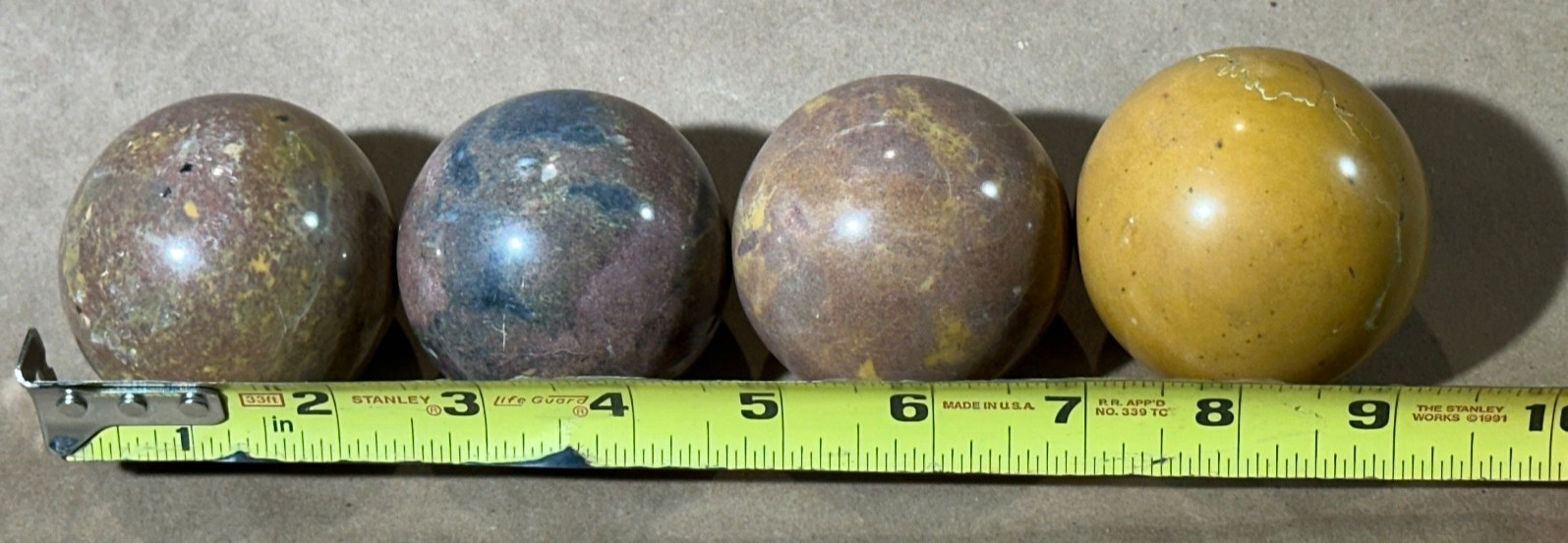 Lot of 4 Multicolored Jasper Polished Gemstone Spheres 2.75” –