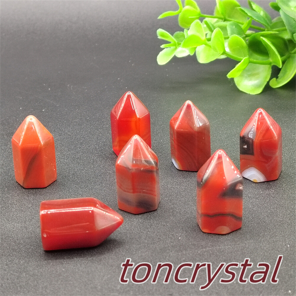 10pcs Top Natural Red Agate Mini Obelisk Quartz Wand Crystal Point Reiki Healing