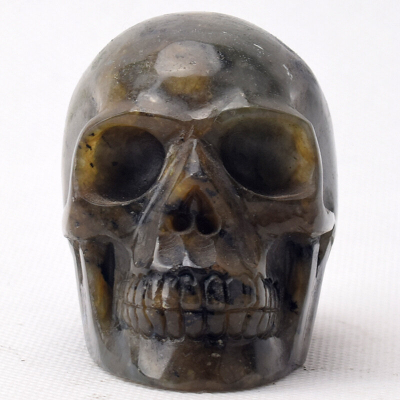 3″ Natural Labradorite skull figurine Handmade Human Shape Carved Skull,293g