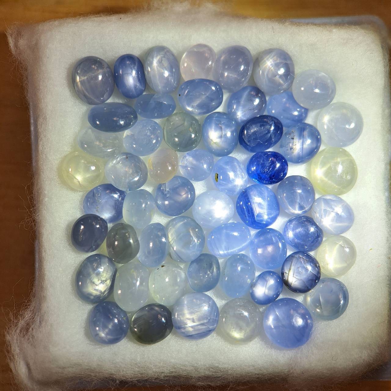 Natural Burmese Star Sapphire Mogok Lot 54pcs Blue Cabochon 55ct