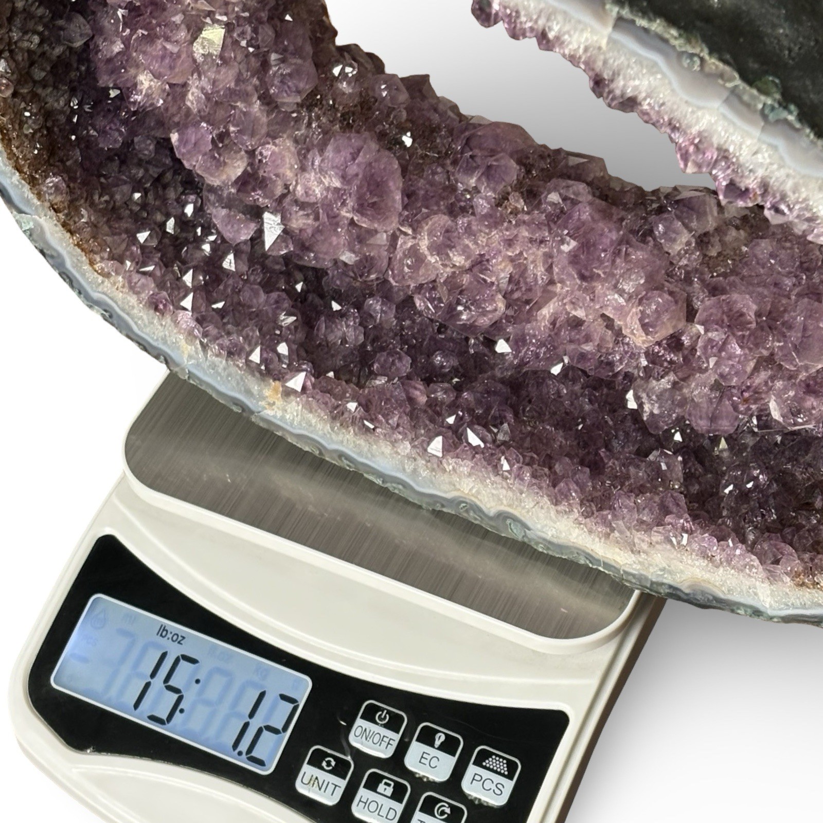 Vintage 15lb Amethyst Geode Crystal Cluster 12x7x4” Purple Druzy Portal Cathedra
