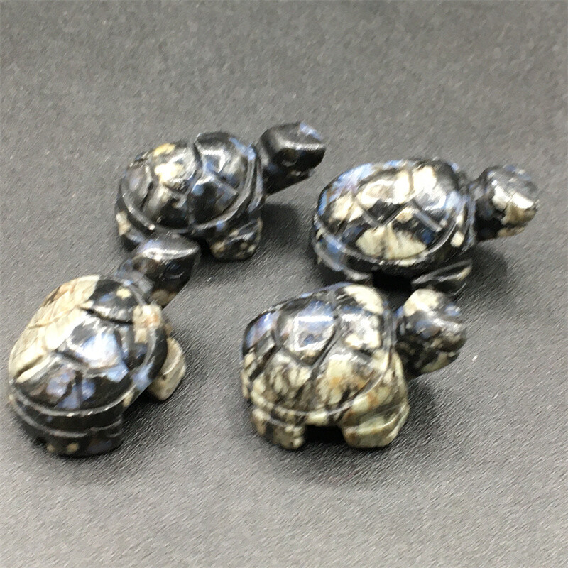 4pcs Natural Llanite Quartz Crystal Hand Carved Tortoise Skull Reiki Healing