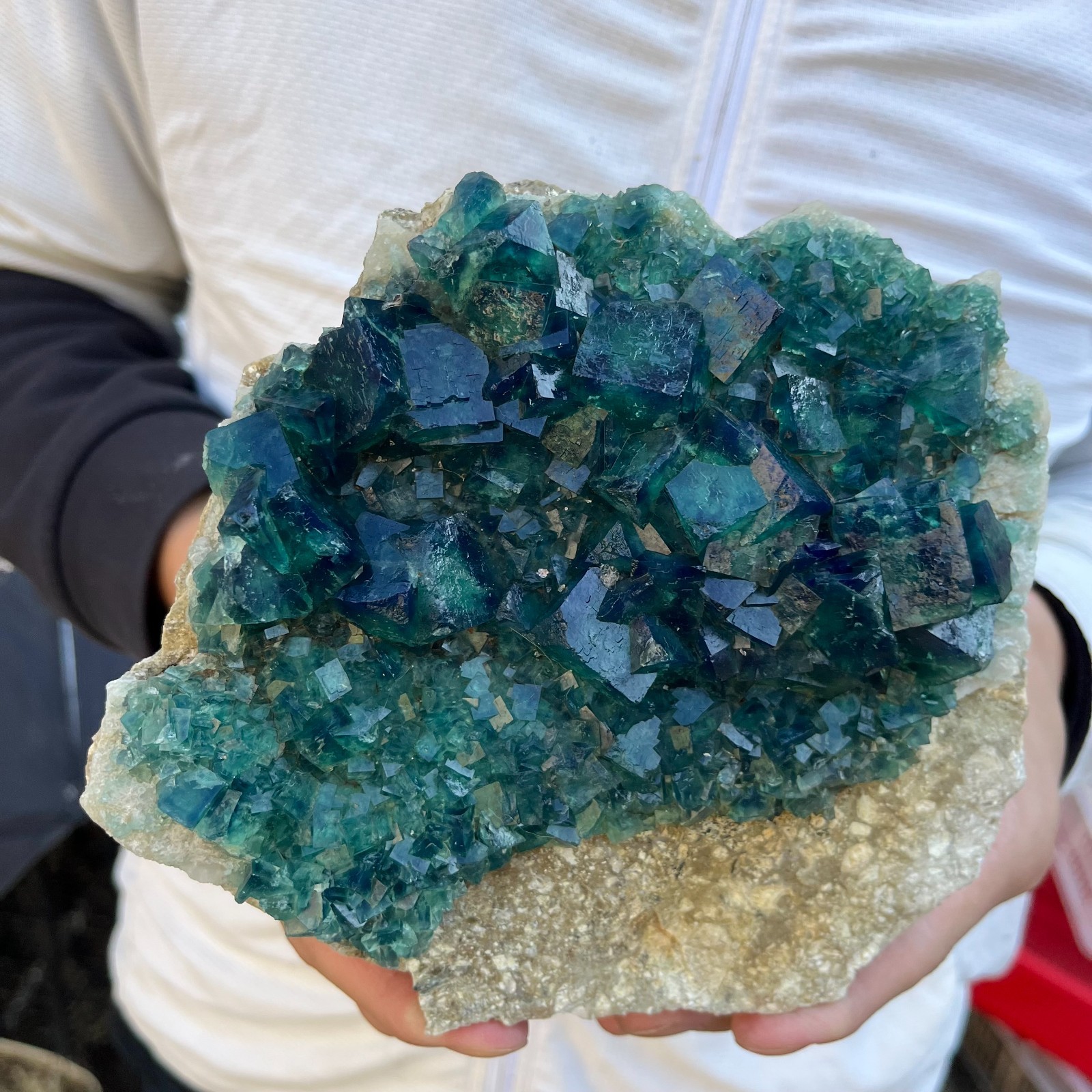 3.9lb Natural cubic green fluorite crystal cluster rough mineral specimen