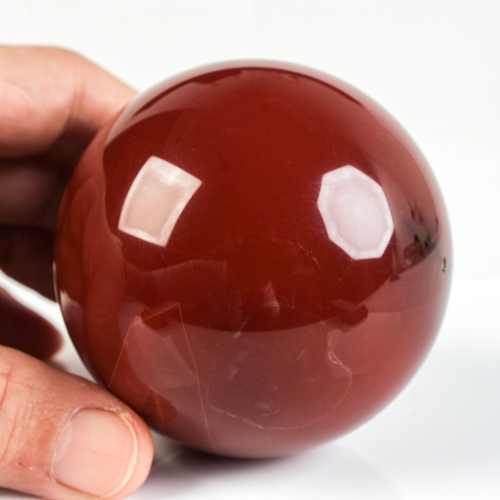 2.6″ 14.04oz Banded Carnelian Agate Sphere Druzy Geode Crystal Ball Specimen