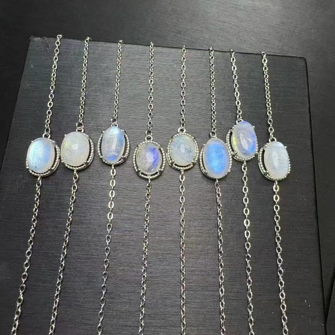 Natural Blue Moonlight Bracelet, copper bezel set