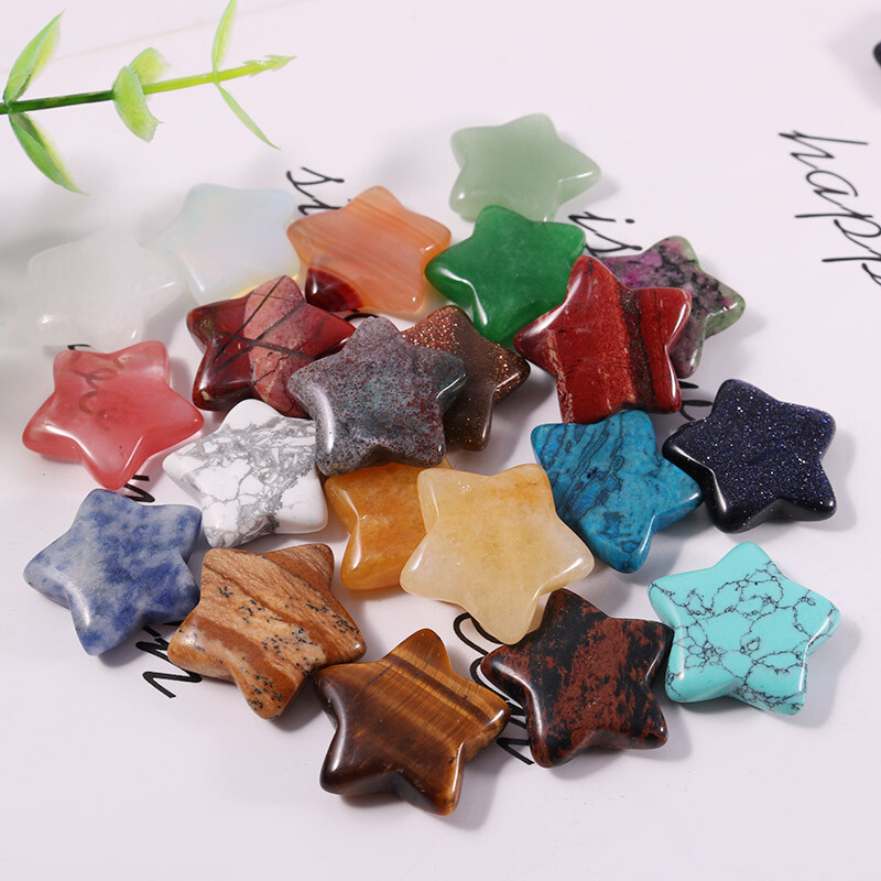50pcs Natural Stone Reiki Healing crystals stars for home decorate mixed color