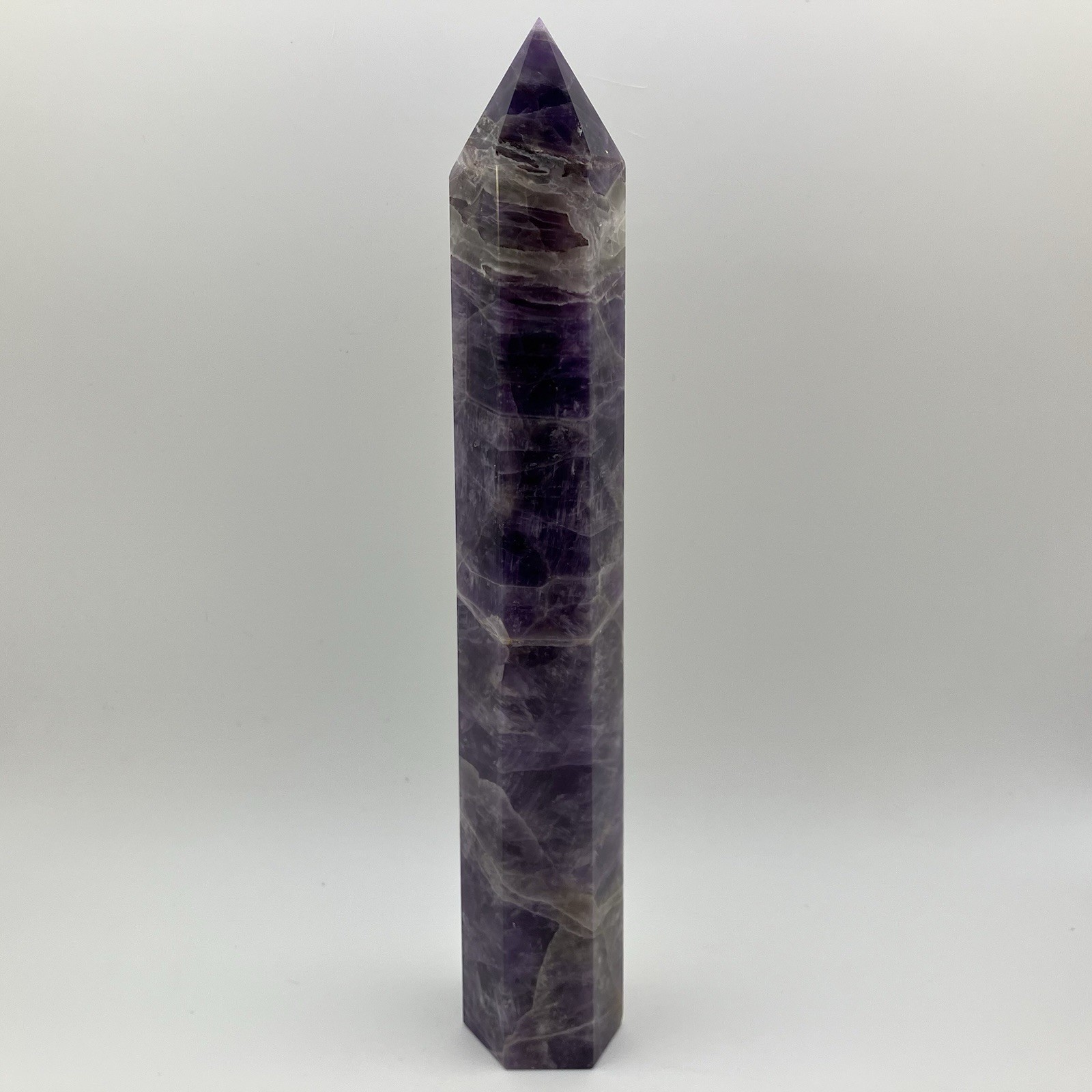 181mm XL .53 LB Brazil Amethyst Quartz Crystal Tower Gemstone Pillar Point, 240g