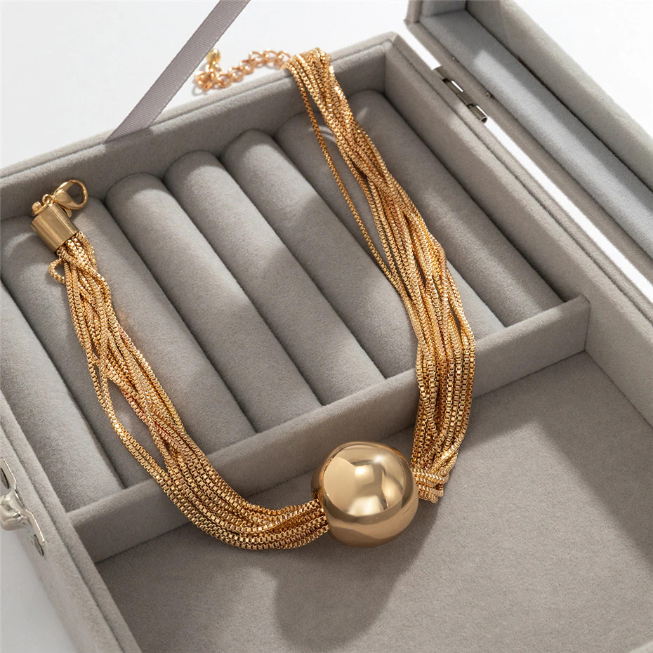 Wholesale Women’s Fashion Jewelry Gold Twisted Layered Thick Choker Necklace