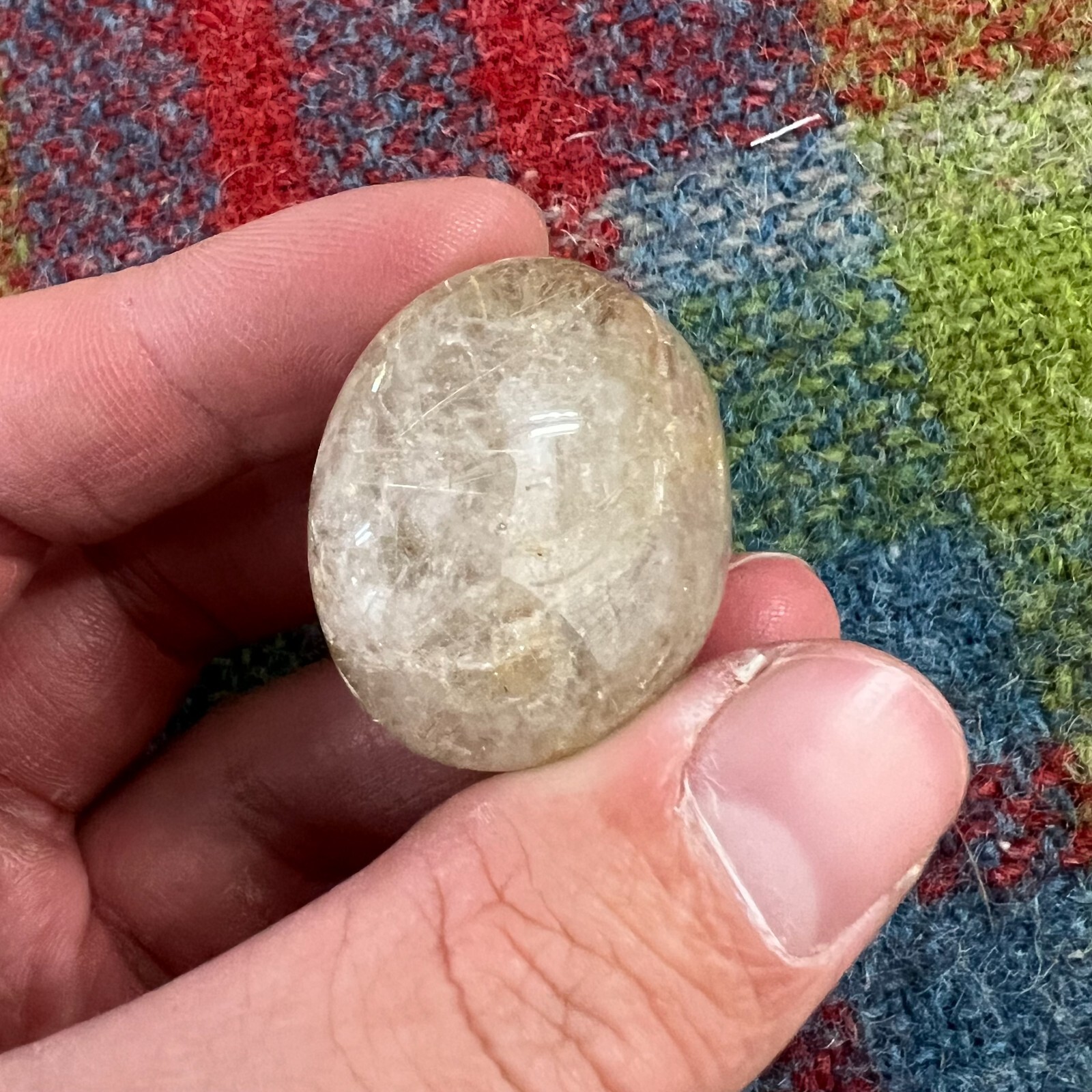 Rutilated Quartz Crystal Gemstone Clear Gold & Silver Strand Sphere 21 Grams