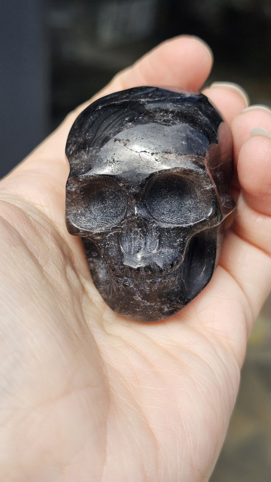 ✨️SALE✨️ Dark smokey Quartz crystal Skull grounding 128g 5.5cm smoky